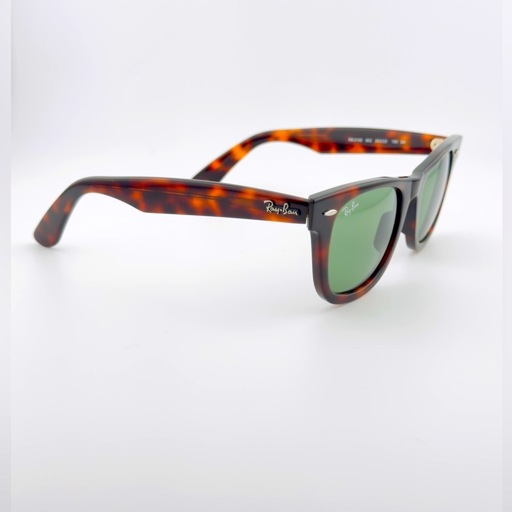 Ray-Ban Sunglasses RB2140 Original Wayfarer Tortoise Frame Green Lenses 50mm - Picture 9 of 14